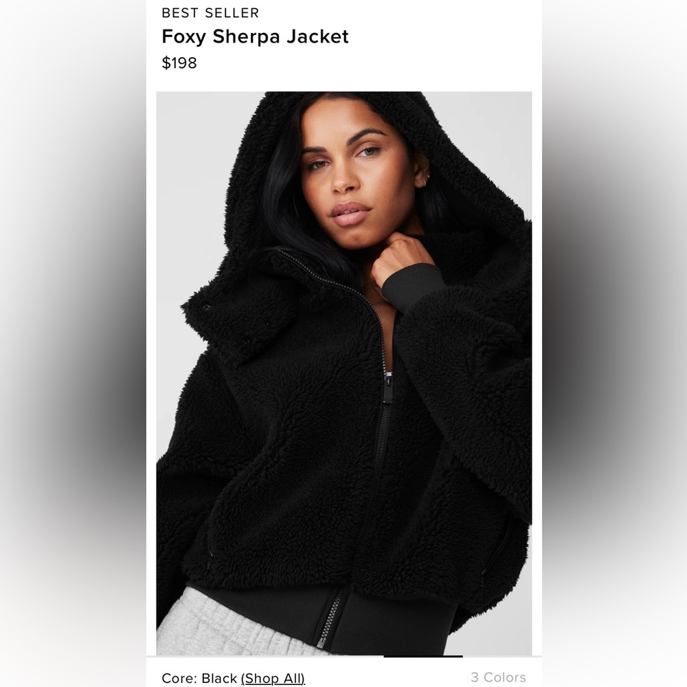ALO Yoga Black Sherpa Foxy Jacket Size Medium